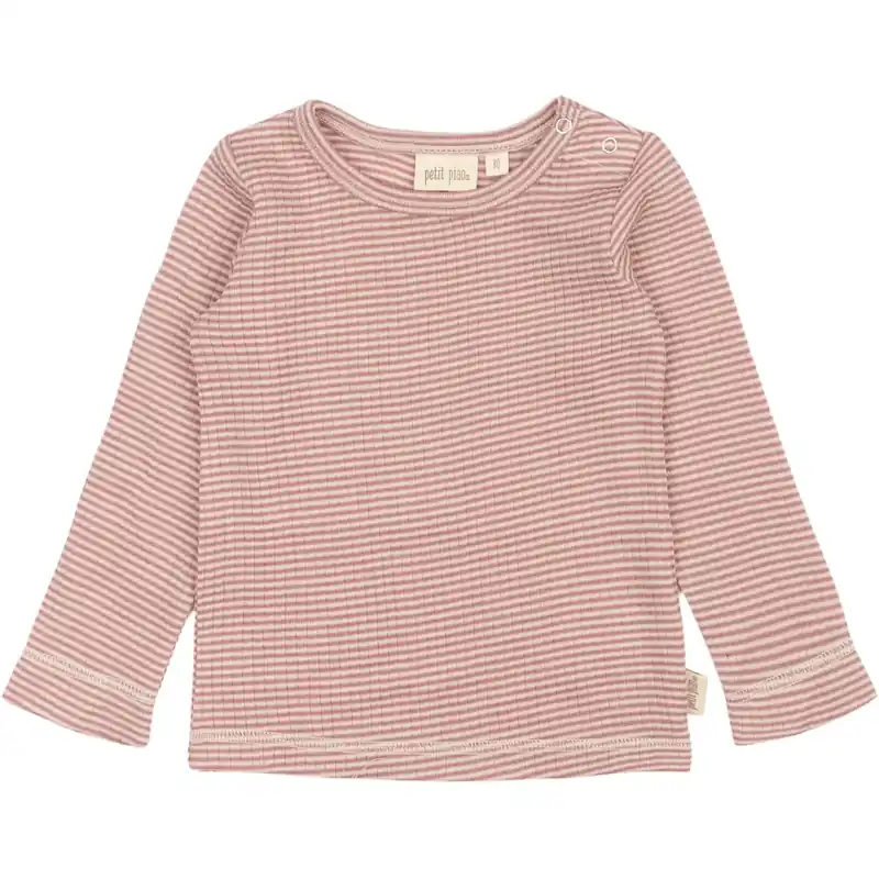 Erbjudande Petit Piao Nostalgic Rose/Dark Off White PPDante T-Shirt L/S Meriono Ull Striped