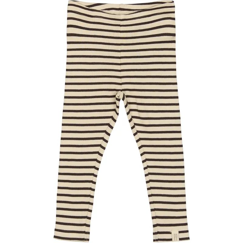 Petit Piao Coffee Bean/off White Legging Modal Striped Begränsat antal
