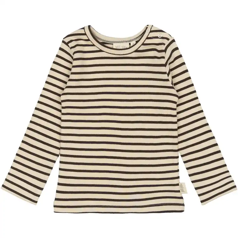 Petit Piao Coffee Bean/off White T-shirt L/S Modal Striped Billig