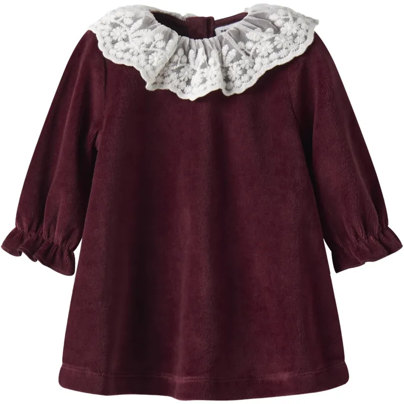 Expressleverans Name It Burgundy Nbfroxy Ls Vel Klänning