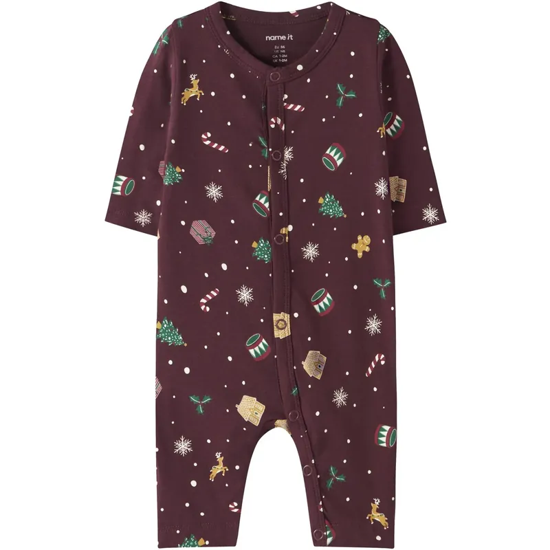 Name It Burgundy Xmas AOP Nbnvismas Ls Nightsuit Billig