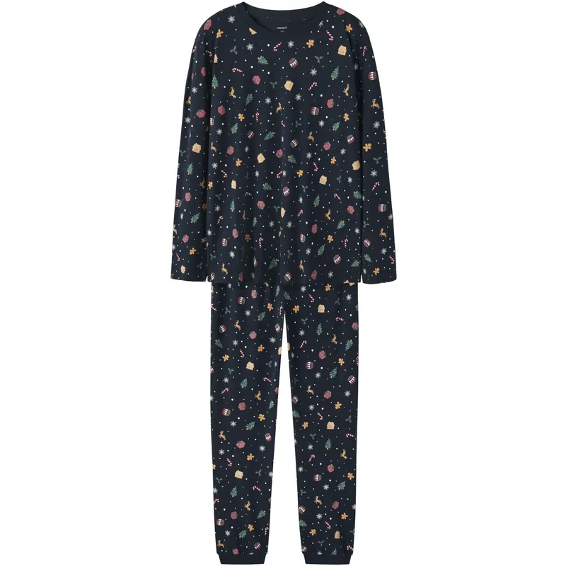 Handla nu Name It Navy Blazer Xmas AOP Navy Nanvismas Ls Nightset Voksen