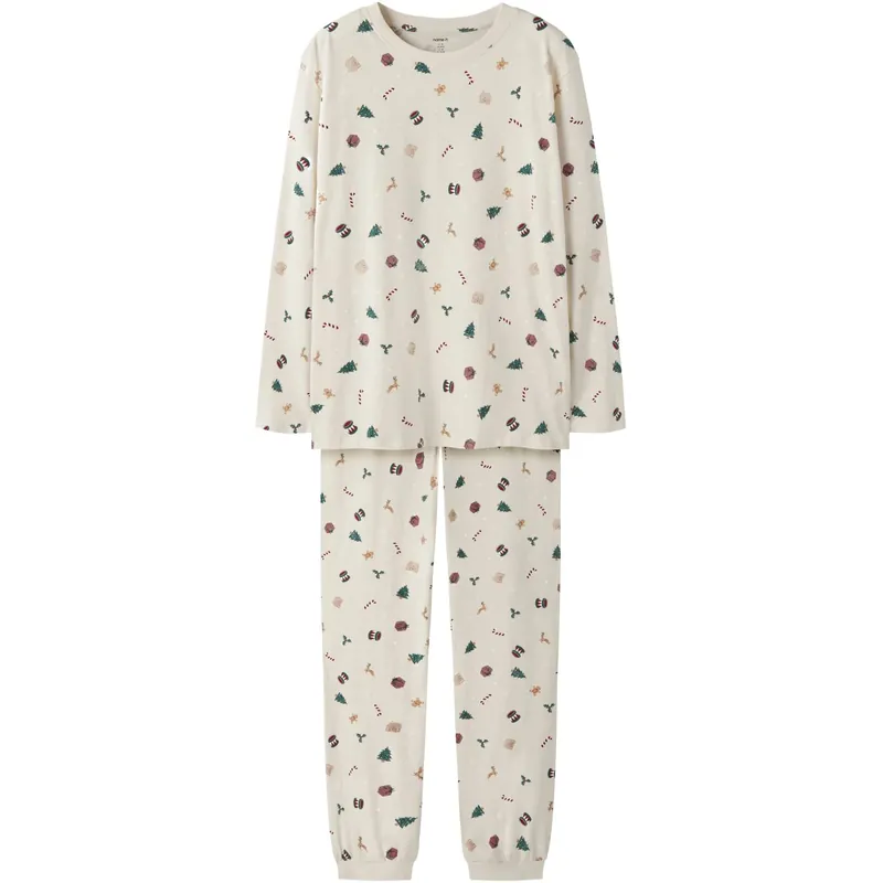 Säker betalning Name It Whitecap Gray Xmas AOP Nanvismas Ls Nightset Voksen
