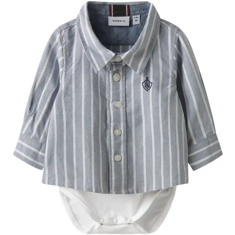 Erbjudande Name It Flint Stone Thin Stripe - Bright White Nbmrekid Shirtbody