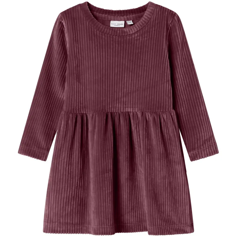 Trygg betalning Name It Burgundy Nmfveloa Ls Velvet Dress