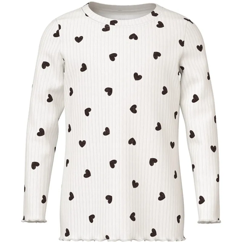 Nyhet Name It Cloud Dancer Tiny Heart Nmfvemma Glitter Ls Slim Top