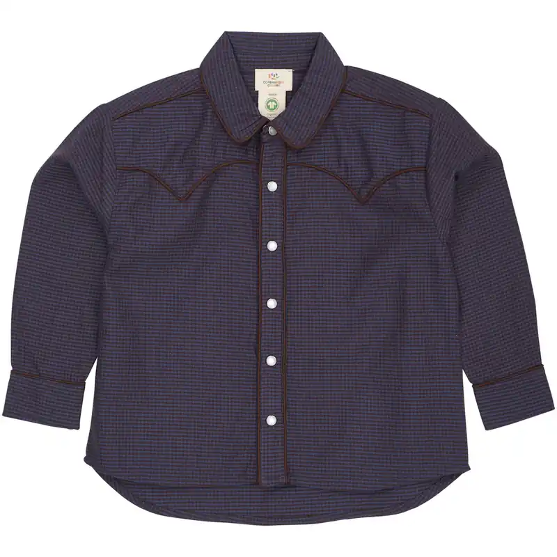 Snabb frakt COPENHAGEN COLORS Brown/Blue Check Comb. Checkered Cowboy Skjorta