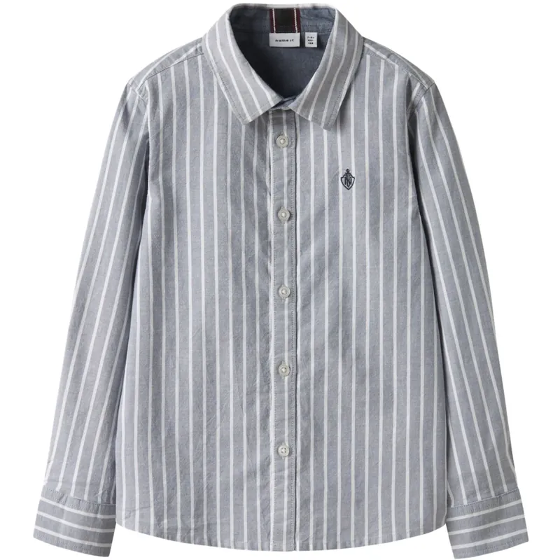 Name It Flint Stone Thin Stripe - Bright White Nmmrekid Shirt Utförsäljning