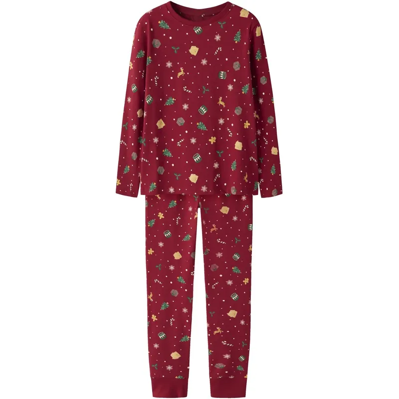 Name It Jester Red Xmas AOP Red Nknvismas Ls Nightset Rea