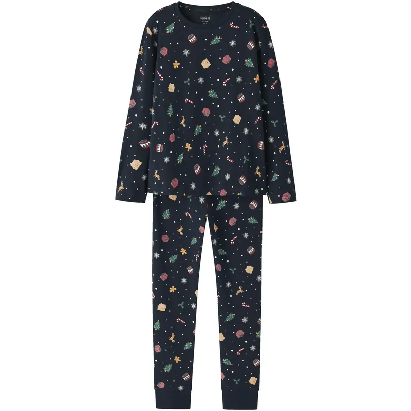 Sänkt pris Name It Navy Blazer Xmas AOP Navy Nknvismas Ls Nightset