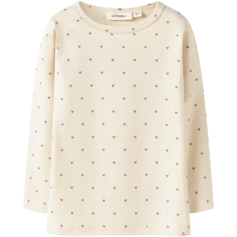 Lil‘Atelier Turtledove Heart Nmflalo Tig Ls Slim Topp Lil Premium