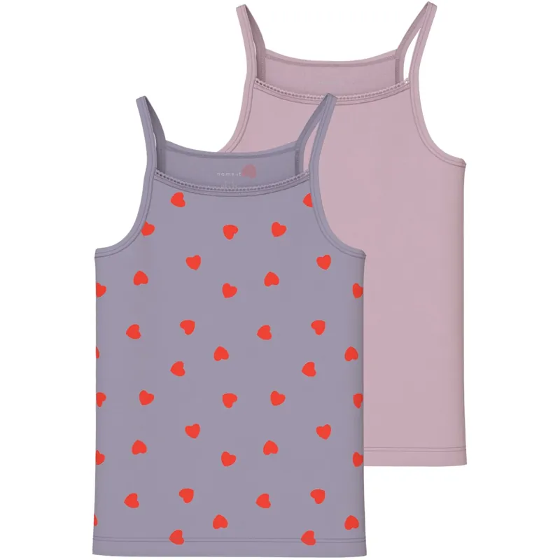 Name It Lavender Gray Nkfstrap Topp 2P Lavender Hearts Noos Billigare