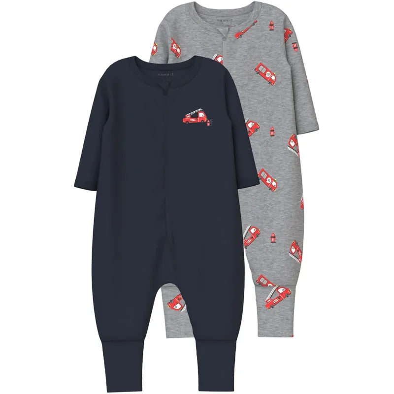 Name It Grey Melange Nbmnightsuit 2P Zip Ff Firetruck Noos Beställ idag