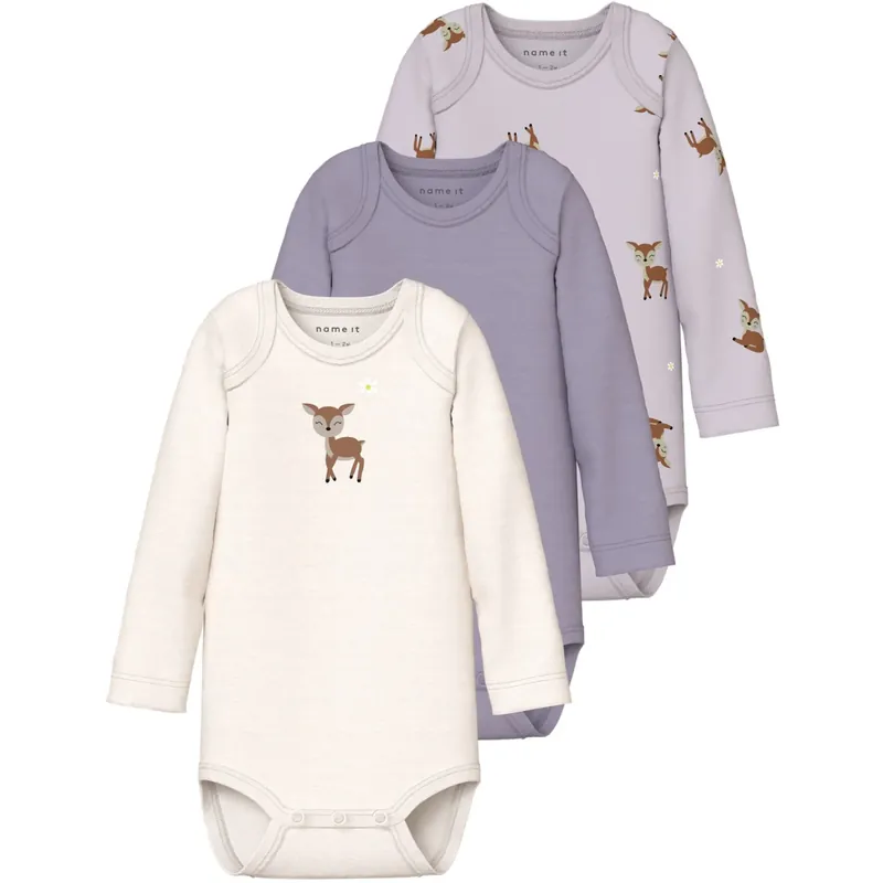 I lager Name It Lilac Marble Nbfbody 3P Ls Lilac Marble Deer Noos
