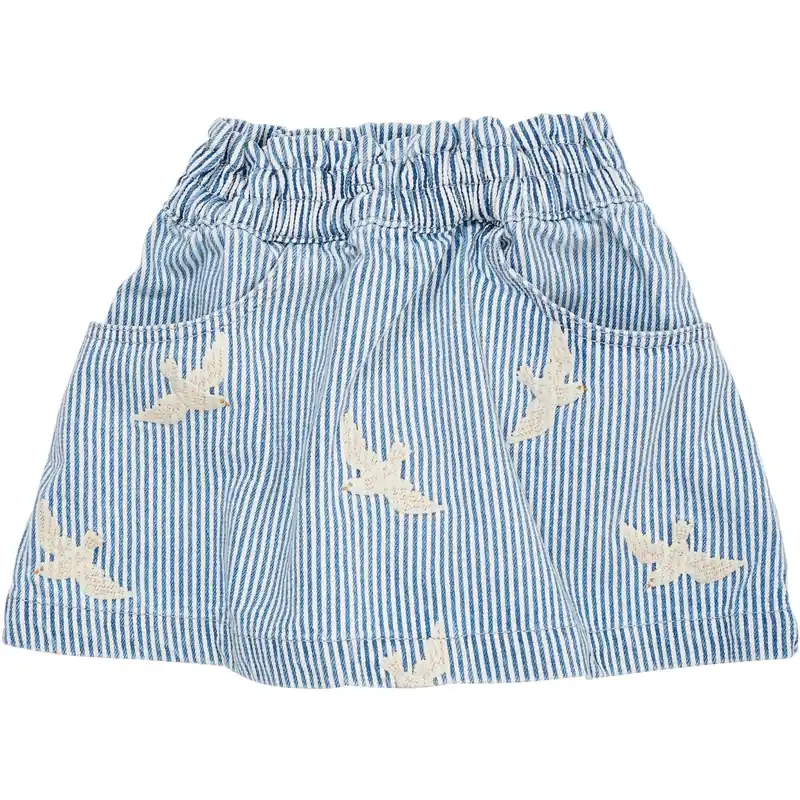 COPENHAGEN COLORS Denim Blue Stripe Y/D Twill Kjol W. Embroirdey Bästa pris