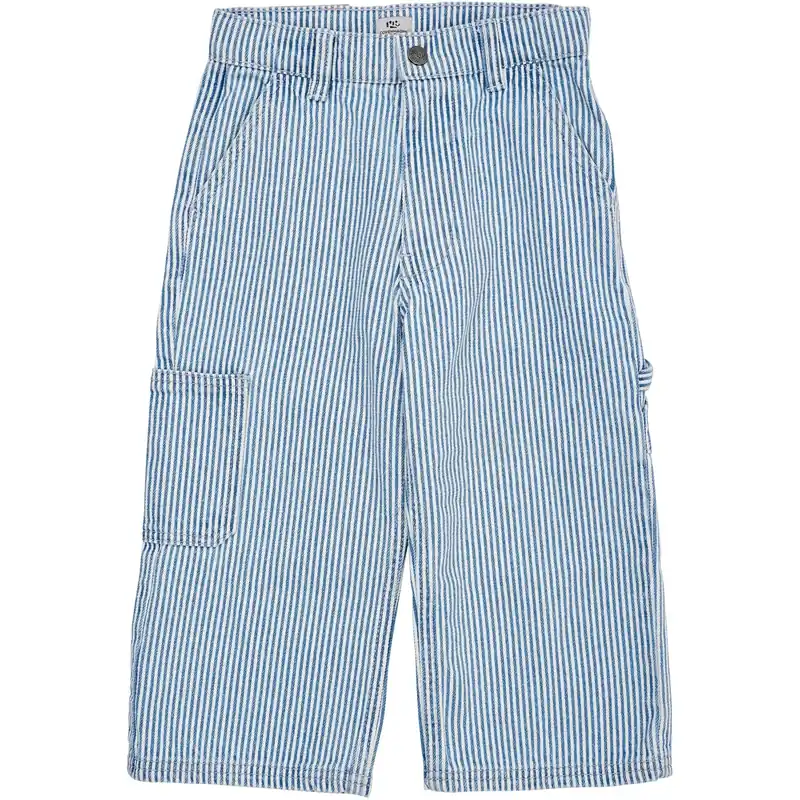 COPENHAGEN COLORS Denim Blue Stripe Y/D Stripe Twill Cargo Byxor W. Adj. Waist Säker betalning