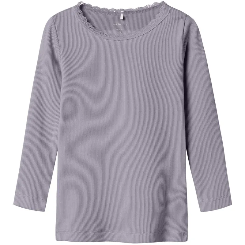 Köp online Name It Lavender Gray Nmfkab Ls Topp Noos