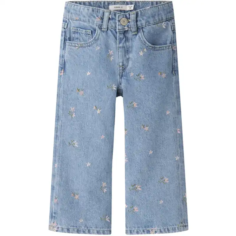 Erbjudandepris Name It Light Blue Denim Flower Emb Nmfrose Wide Jeans 3614-Za