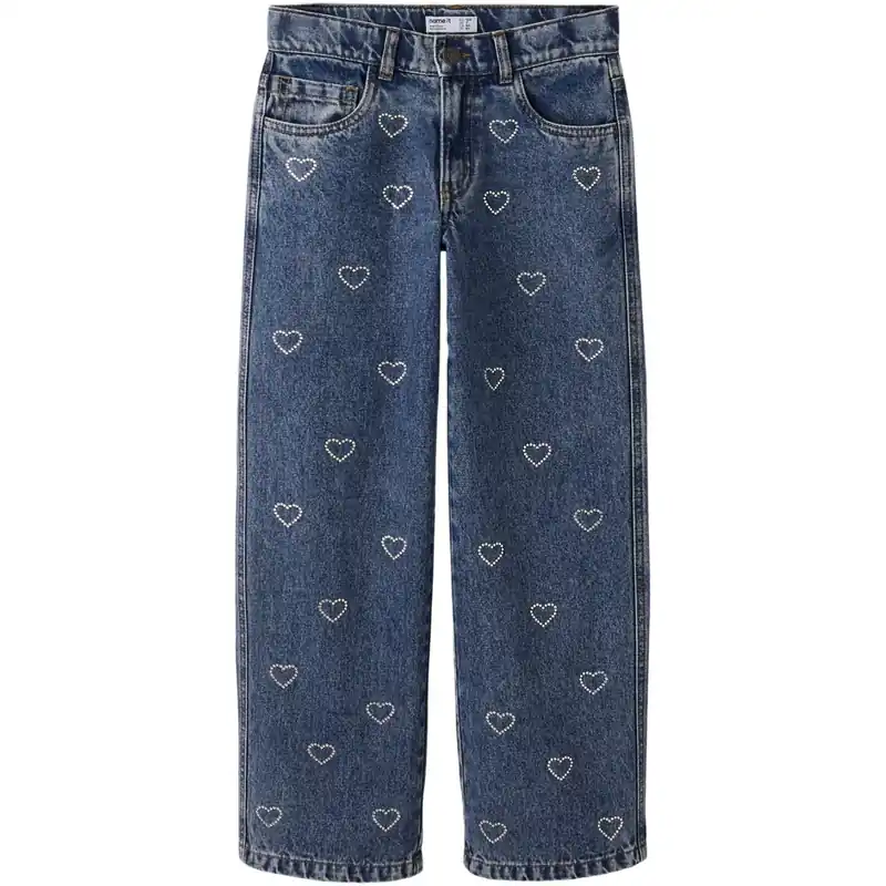 Lägg i varukorgen Name It Denim Blue Rhinestone Bows Nkfrose Wide Rhinestone Jeans 4417-Im T