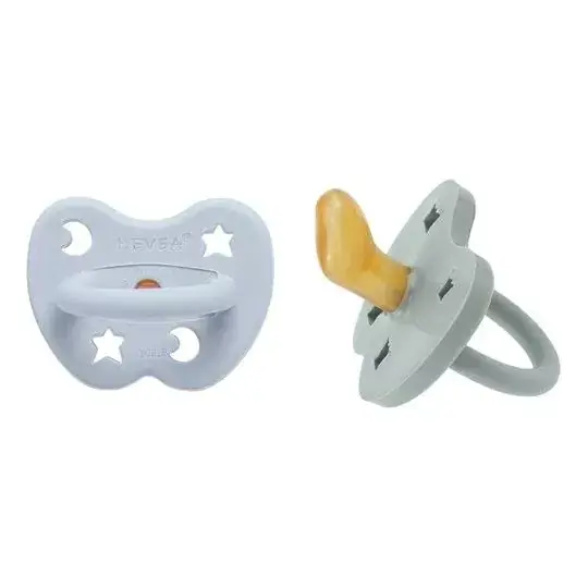 Naturgumminapp - Maya Blue & Thunder Grey , 3-36 mån Ortodontisk 2-pack - Hevea Outlet