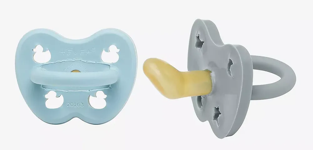 Utförsäljning Naturgumminapp - Maya Blue & Pop of Green , 3-36 mån Ortodontisk 2-pack - Hevea