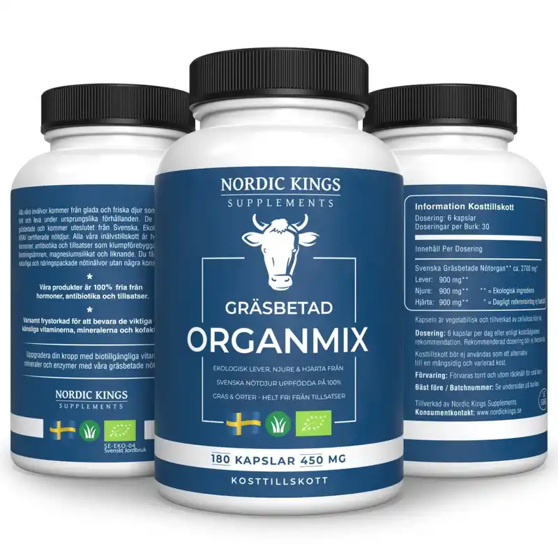 Erbjudande 100% Gräsbetad & Ekologisk Organmix 180 kapslar - Nordic Kings