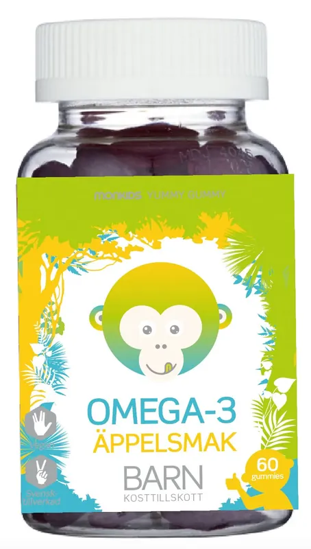 Kundfavorit Monkids Omega-3 Barn Äpple 60 tuggisar