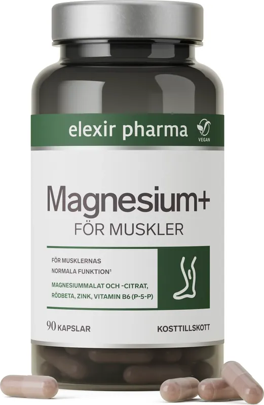 Premium Magnesium+ För muskler 90 kapslar - Elexir Pharma