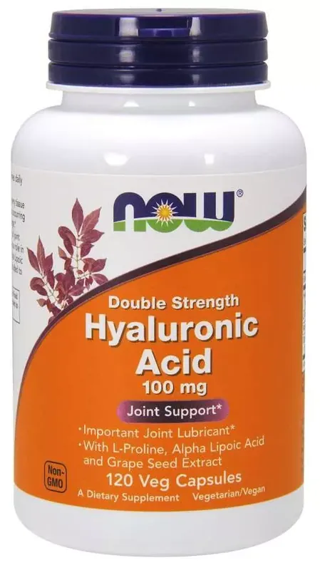 NOW Hyaluronic Acid 100 mg 120 vegkapslar Snabb leverans
