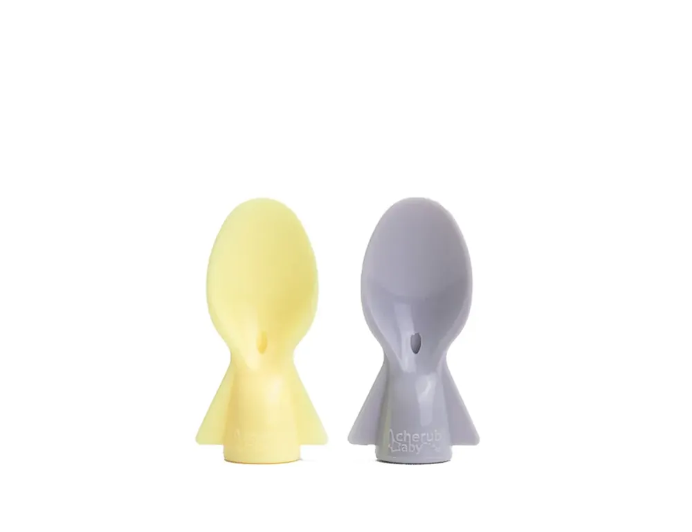 Sista chansen CherubBaby Skedar till matpåsar/klämmisar 2-pack Gul/Grå