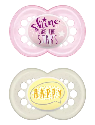 Original Napp 2-pack Silikon - 6-16 mån - MAM Rosa (Stars/Happy) Nyhet