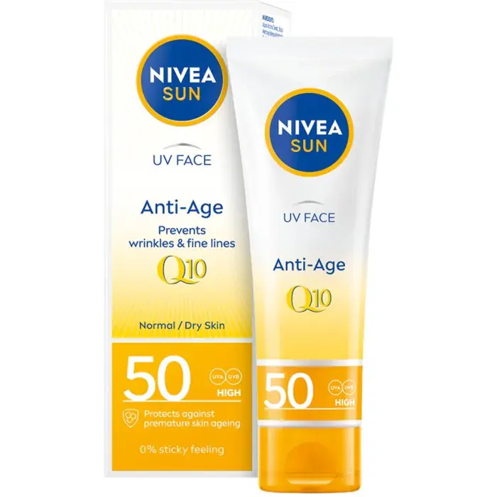 NIVEA SUN Solkräm ansikte UV Face Anti-Age Q10 Cream SPF50, 50ml prisnedsättning