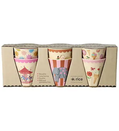 Populär Rice Koppar - Melamin - 6 st. - 160 ml - Rosa Fun Fair