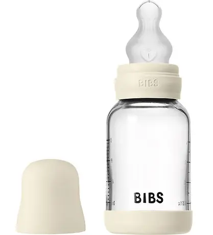BIBS Nappflaska - 120 ml - Glas/Silikon - Ivory Begränsad tid