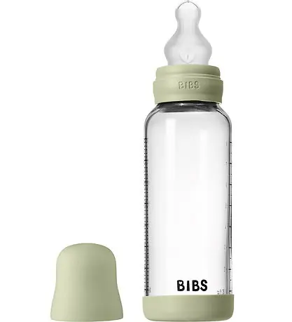 Rabatter BIBS Nappflaska - 240 ml - Glas/Silikon - Sage