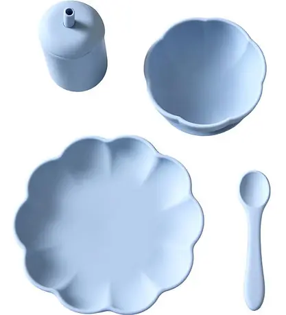 Jack o Juno Middagsset - Silikon - 4 Delar - Poppy - Pale Blue Beställ idag
