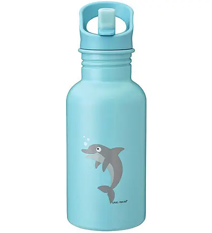 Carl Oscar Drickflaska - Stålaktig - 500 ml - Blå m. Delfin Nedsatt pris