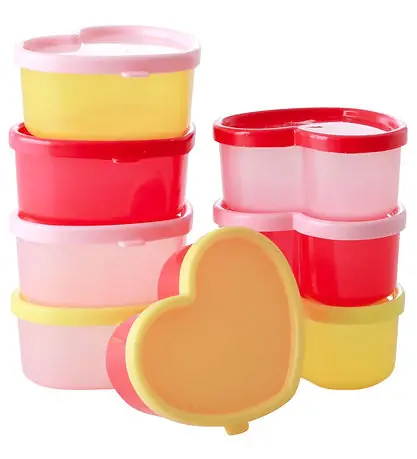 Rice Matbehållare - 8-pack - Hjärtformad - 180 ml - Röd/Rosa/Gul Begränsat antal