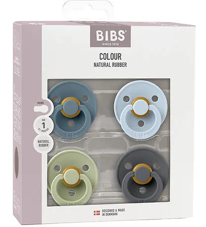 BIBS Colour Nappar - Stl. 1 - 4-pack - Rund - Baby Blue Mix Rea