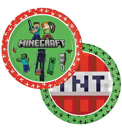 Decorata Party Papperstallrikar - 8-pack - 23 cm - Minecraft Sista chansen