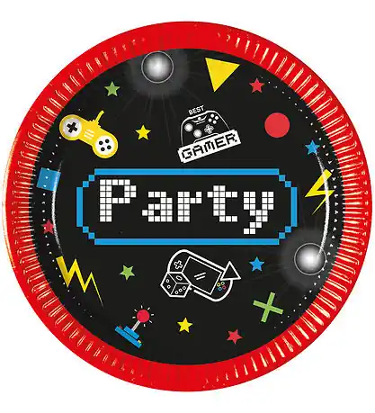 Nyhet Decorata Party Papperstallrikar - 8-pack - 19,5 cm - Spel Party