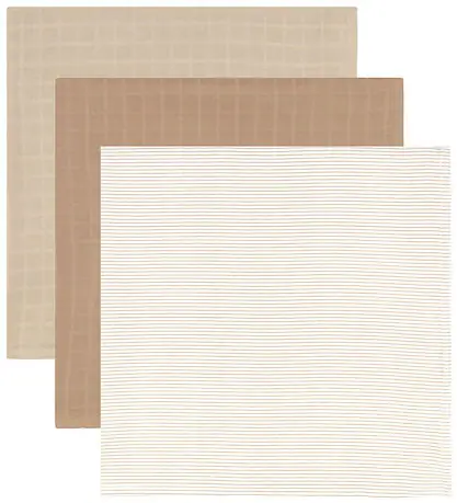 Cam Cam Muslinfiltar - 70x70 cm - 3-pack - Classic+ Ränder Camel Nyhet