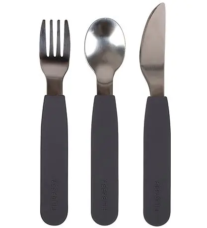 Filibabba Silikon Bestickset - Stone Grey Rabatt
