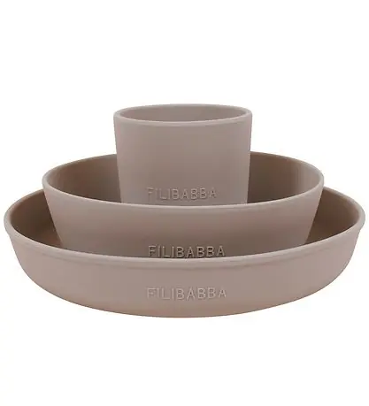 Endast denna vecka Filibabba Middagsset - Silikon - 3 Delar - Warm Grey