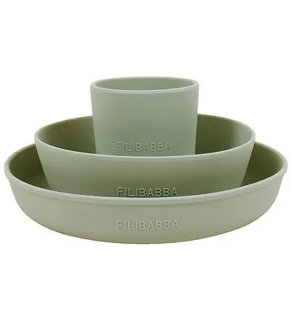 Bästa pris Filibabba Middagsset - Silikon - 3 Delar - Green