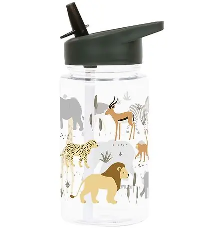 A Little Lovely Company Vattenflaska m. Sugrör - 450 ml - Savann Nedsatt pris