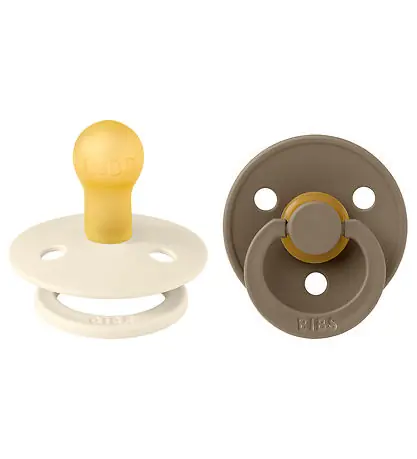 BIBS Colour Nappar - 2-pack - Stl. 1 - Rund - Ivory/Dark Oak I lager