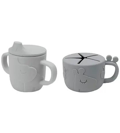 Done By Deer Dricka and Snack Cup - 2-Pack - Peekaboo - Grå Kampanjpris