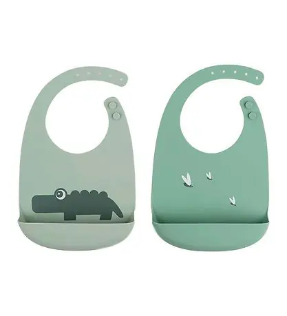 Done by Deer Haklappar m. Ficka - 2-pack - Silikon - Croco Grön Nedsatt pris