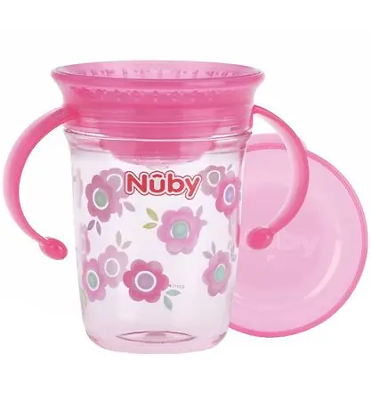 Trygg betalning Nuby Dricksmugg m. Handtag - 240 ml - Rosa m. Tryck